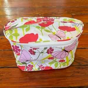 Large Clinique White Floral Cosmetic Bag NWOT